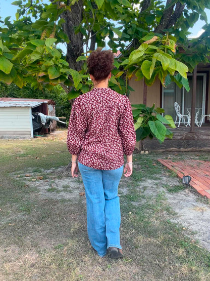 Umgee burgundy floral top