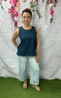 Umgee Denim Sleeveless Fringe Top