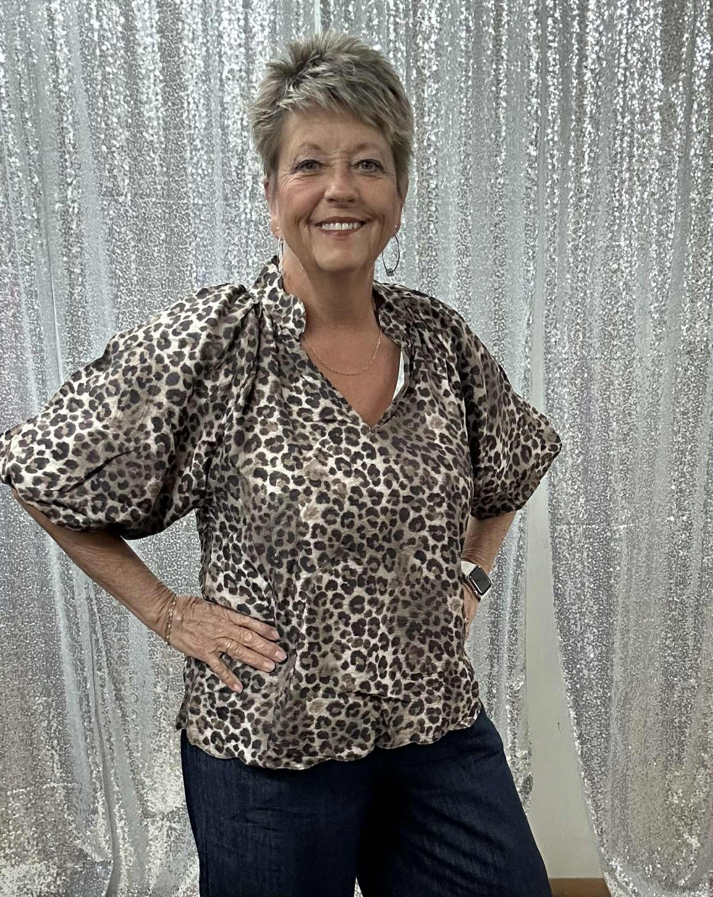 Bubble sleeve Animal Print Umgee Blouse