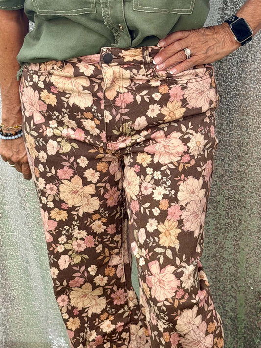 Vine & Love brown floral jeans