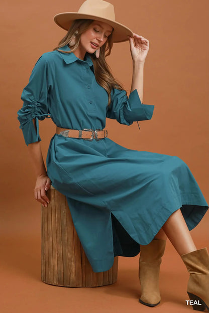 Umgee Dress Long Sleeve Dress w/Collar