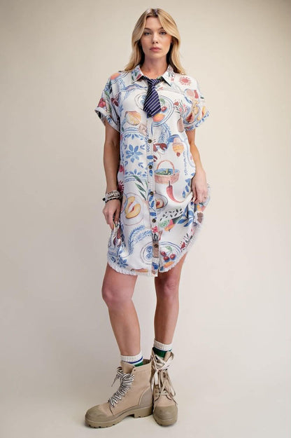 EASEL raw hem shirt dress