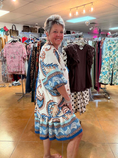 umgee blue mix dress