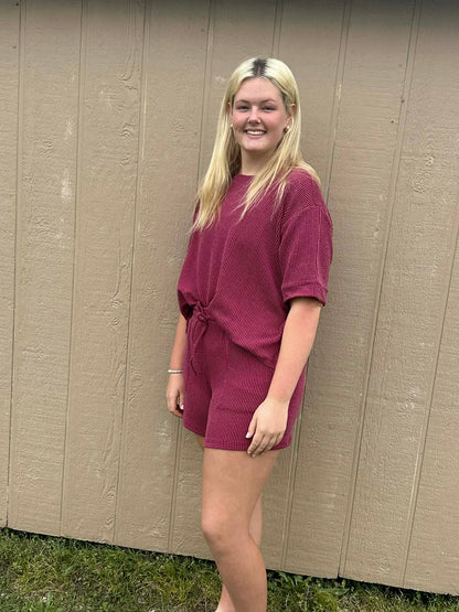 Zenana ribbed shorts SET