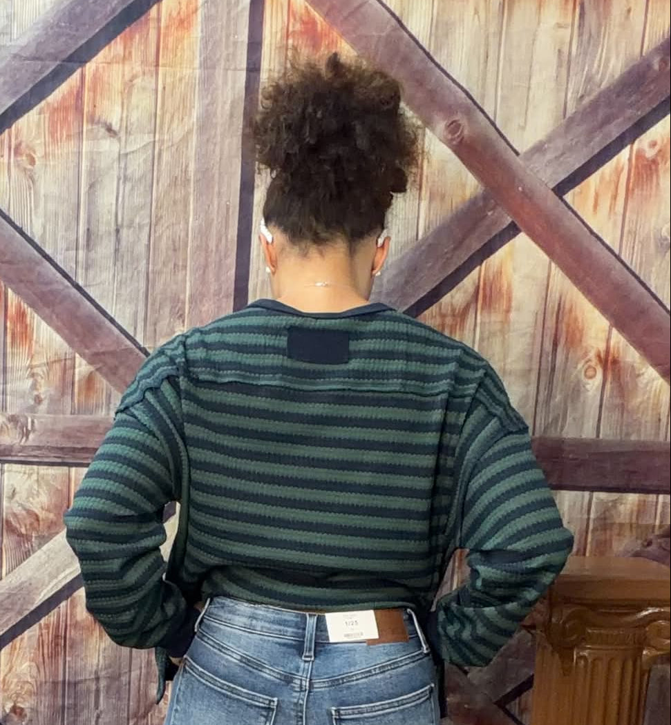 New Me Striped Crew Neck Long Sleeve