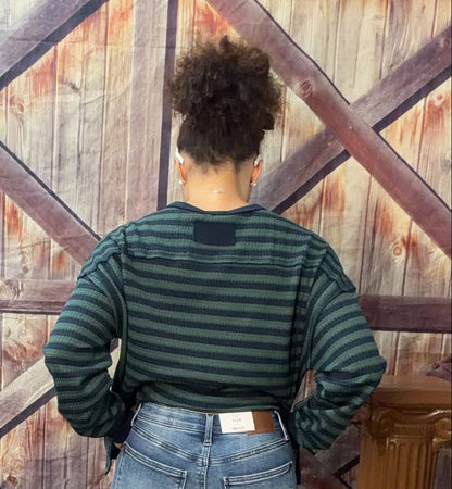 New Me Striped Crew Neck Long Sleeve