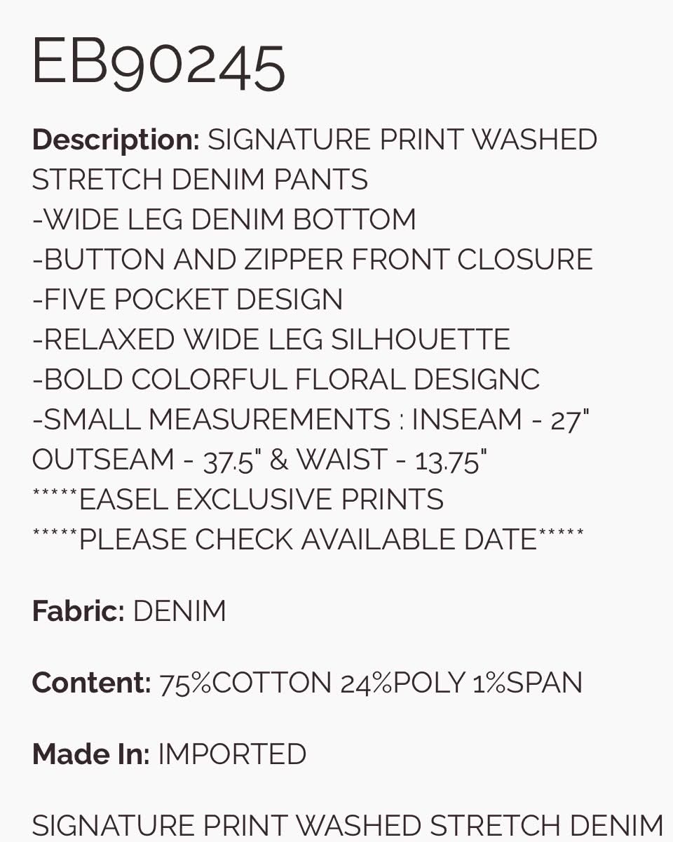 Easel Colorful Print Washed Demin