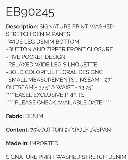 Easel Colorful Print Washed Demin