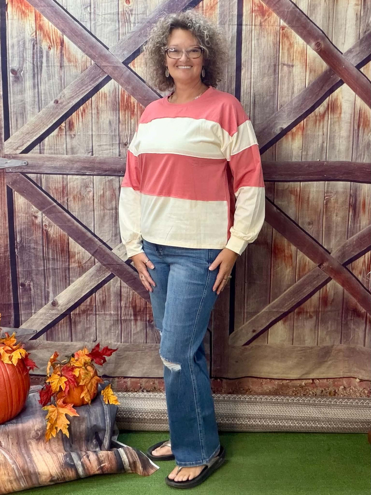 STACCATO color block pullover top
