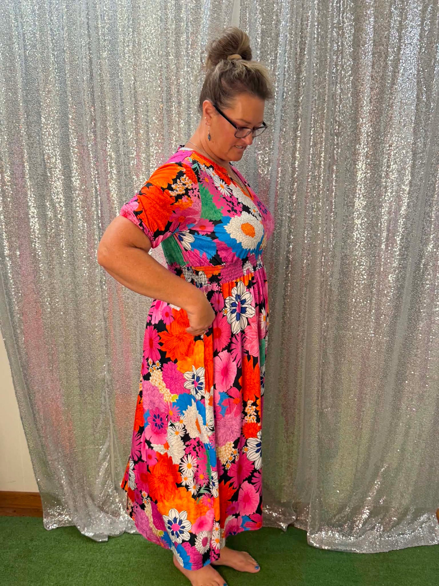 Southern Stitch Floral Midi Dress