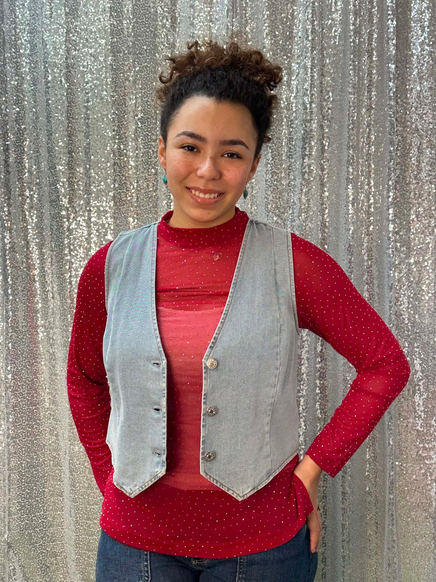 Sunshine & Rodio Mesh Top w/ rhinestone