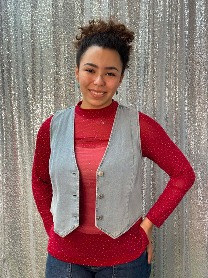 Sunshine & Rodio Mesh Top w/ rhinestone