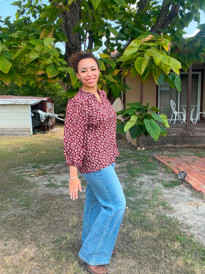 Umgee burgundy floral top