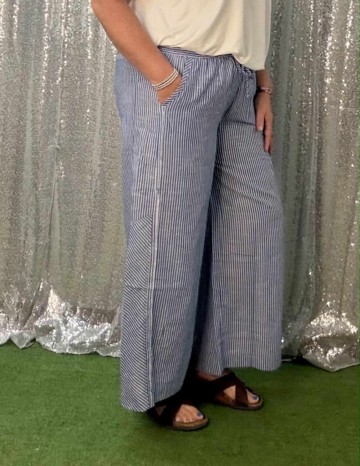 Umgee Vertical Stripe Pants PLUS