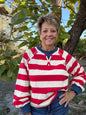 New Me red beige blue sweatshirt