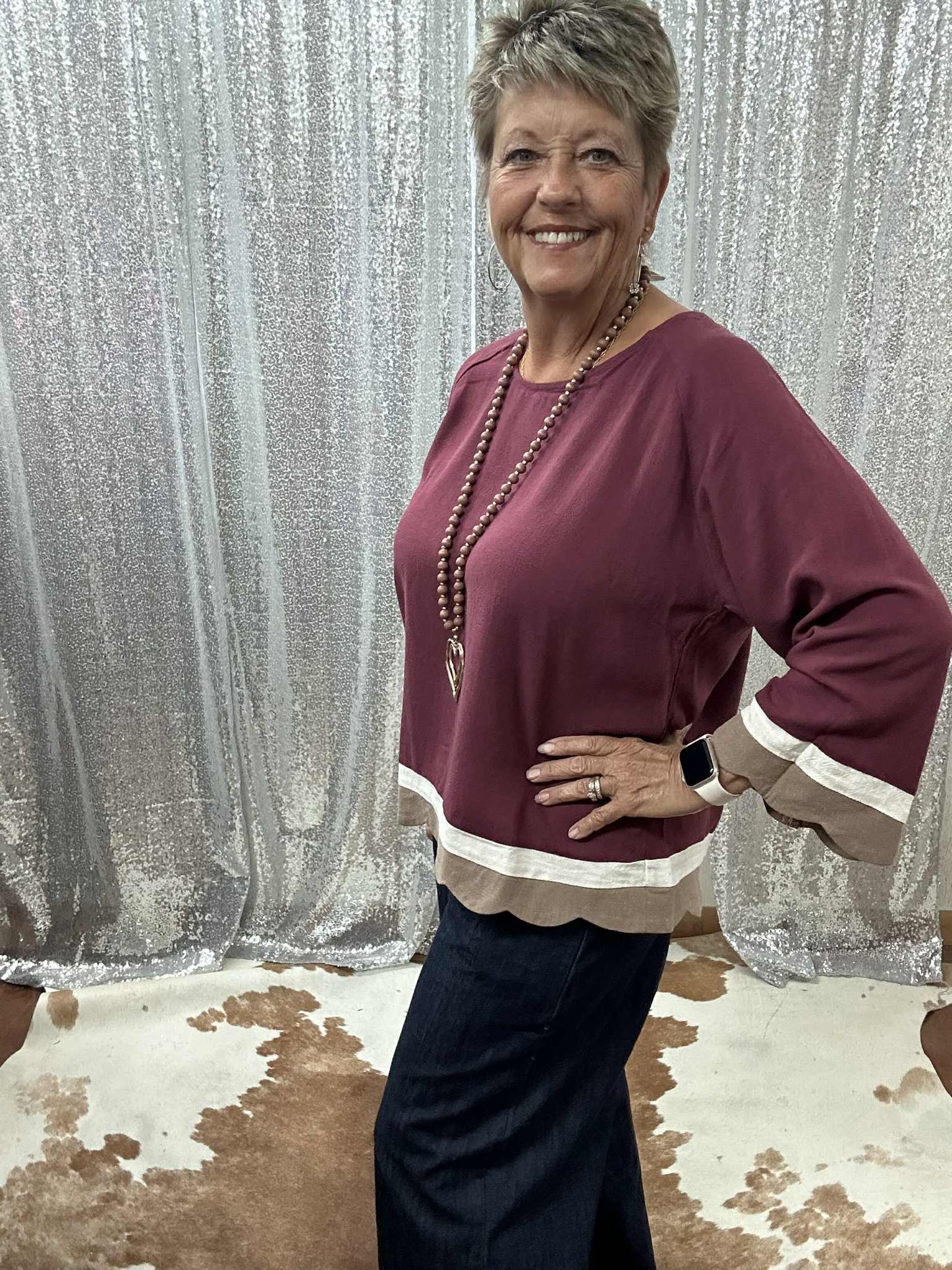 Linen Merlot Classic round neck