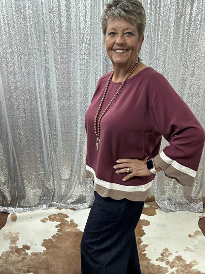 Linen Merlot Classic round neck