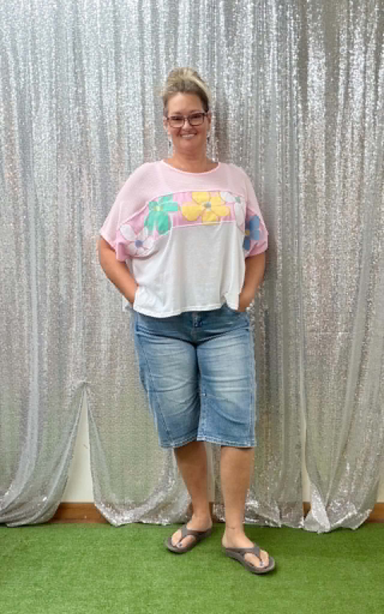Sage + Fig Pink Floral Top