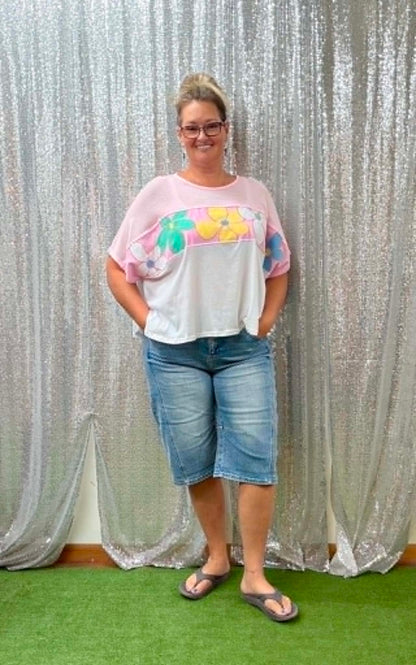 Sage + Fig Pink Floral Top