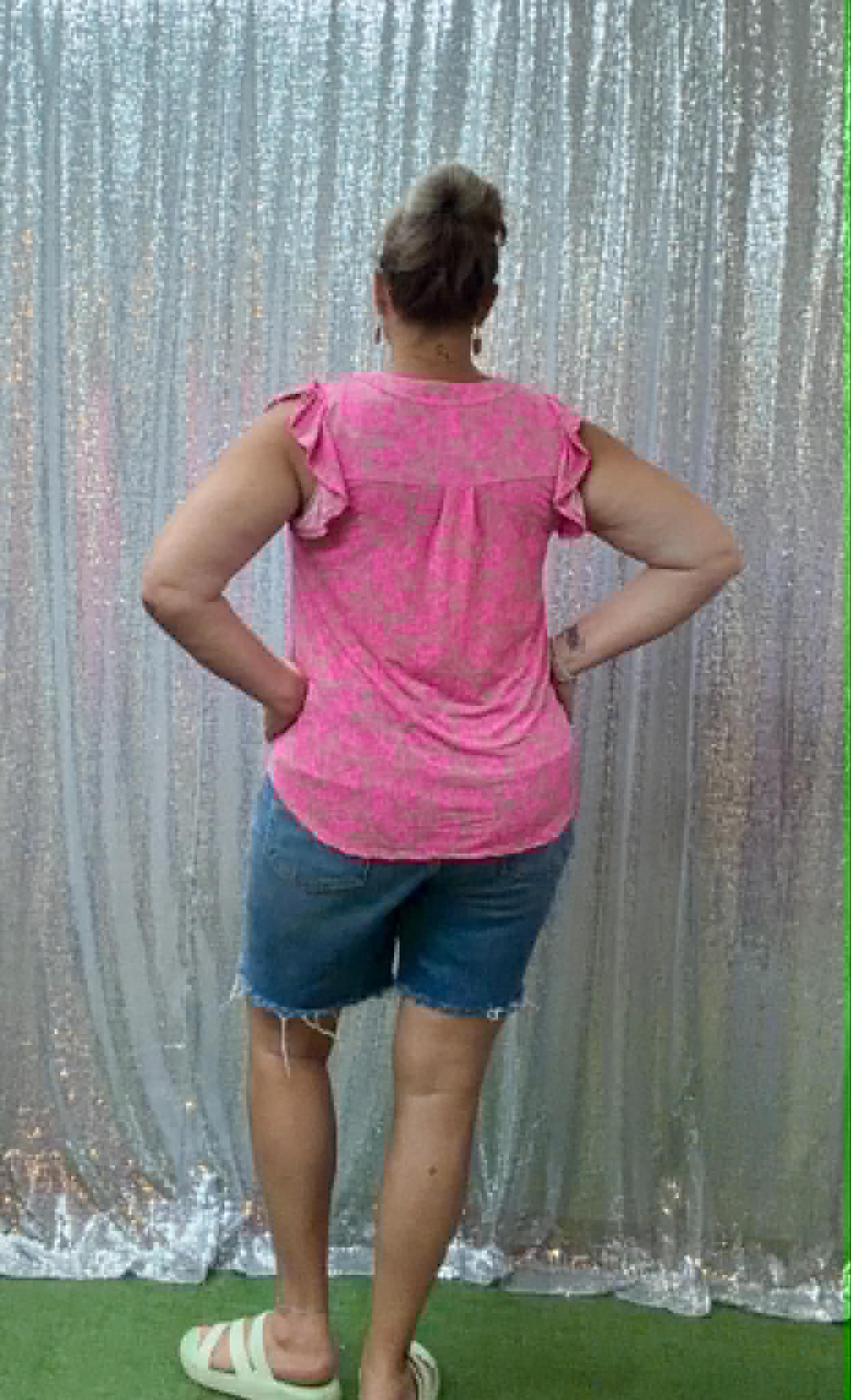 Dear Scarlett flutter sleeve PINK top