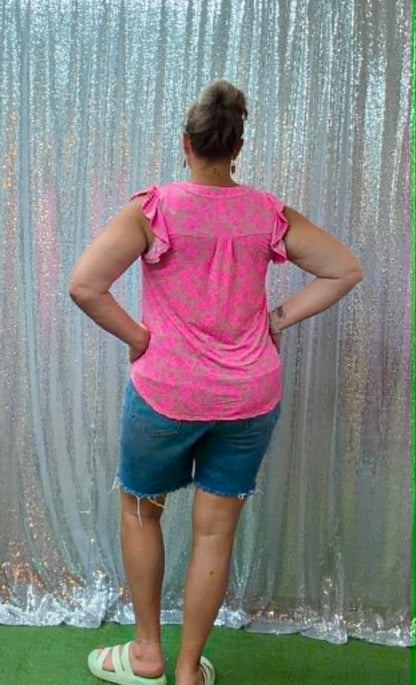 Dear Scarlett flutter sleeve PINK top