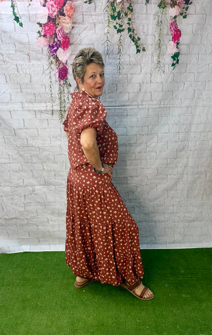 Brunch Date Floral Bubble Hem Shirt