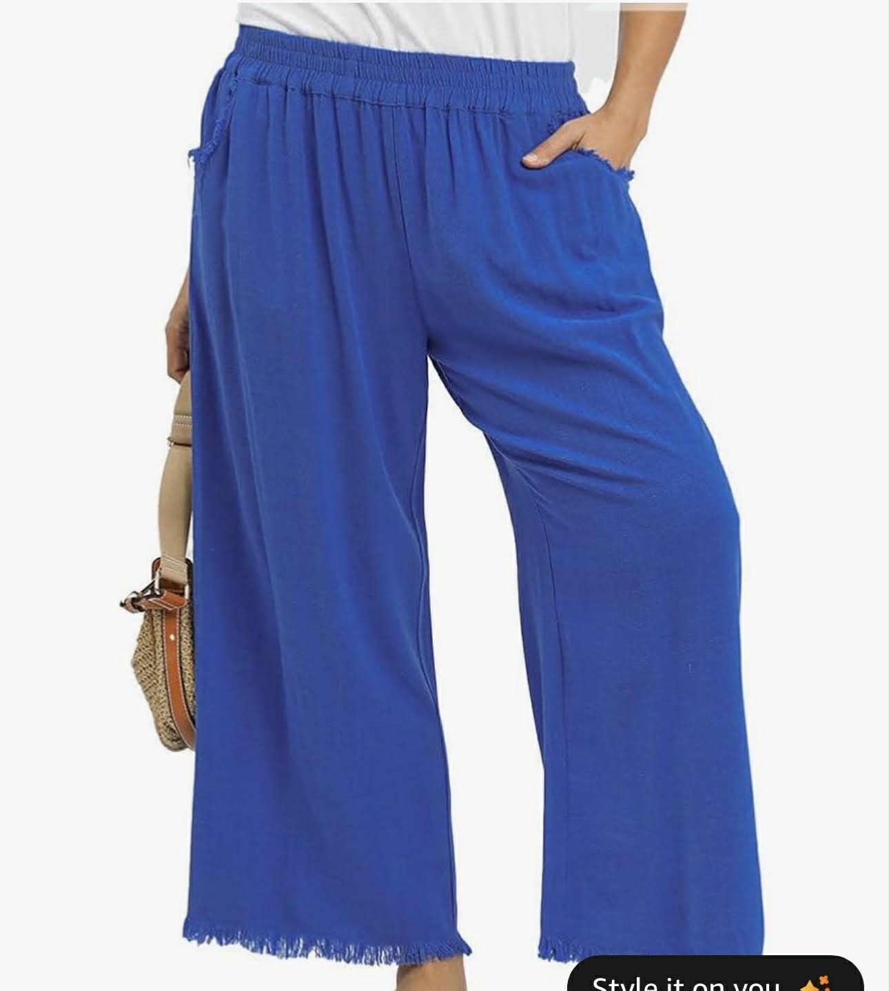 Umgee Wide Leg Crop Linen Pants