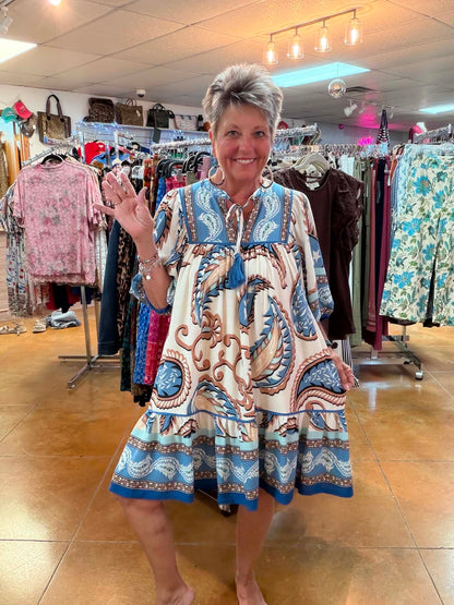 umgee blue mix dress