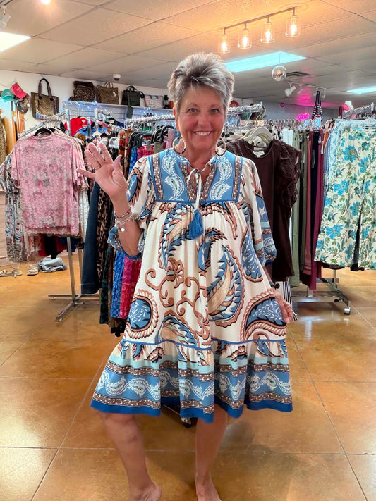 umgee blue mix dress