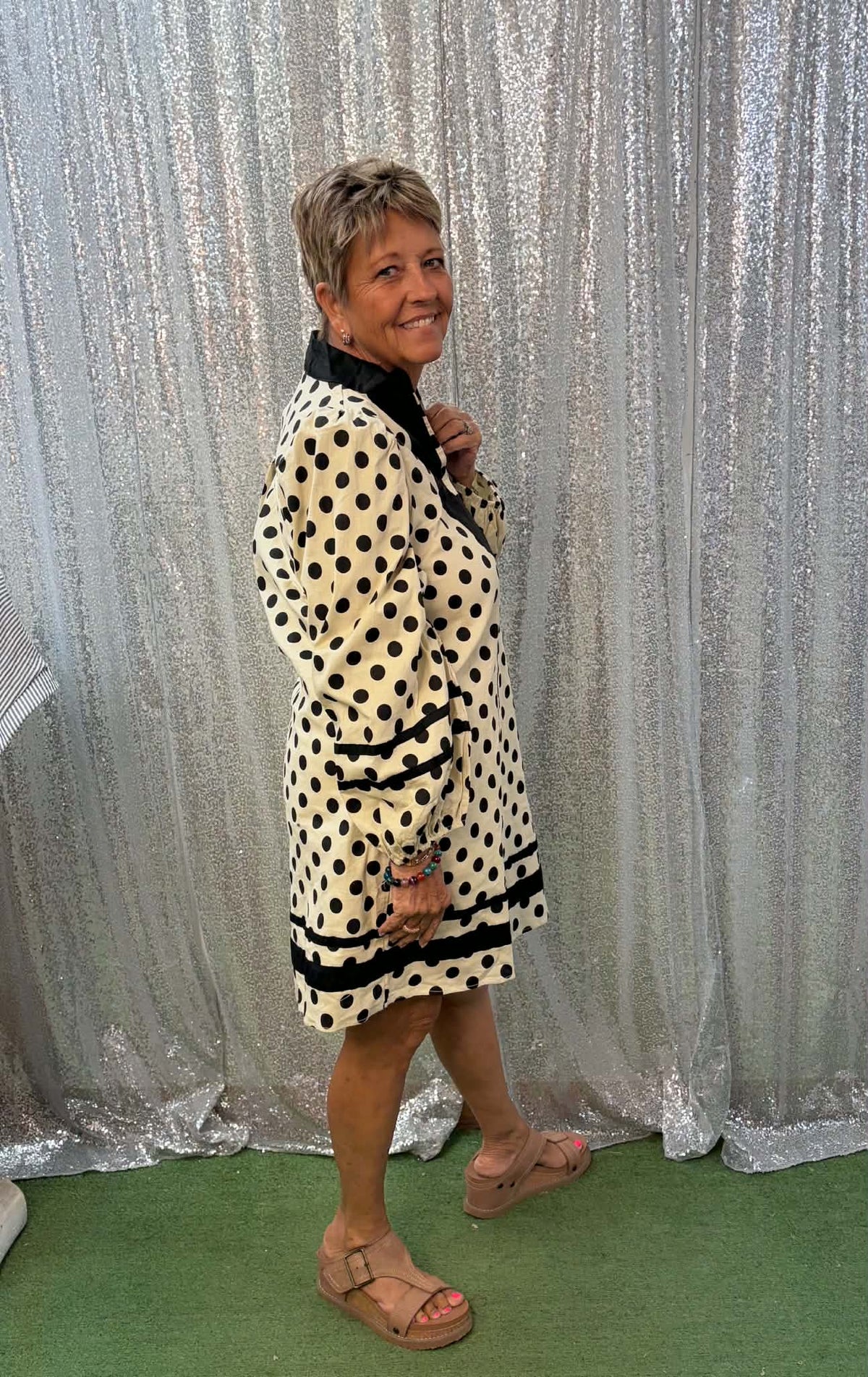 Jodifl Cream Polka Dot Dress