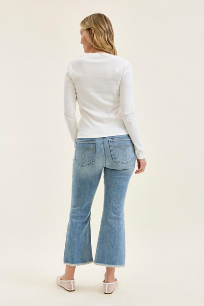 Judy Blue Mid Rise light wash kick flare