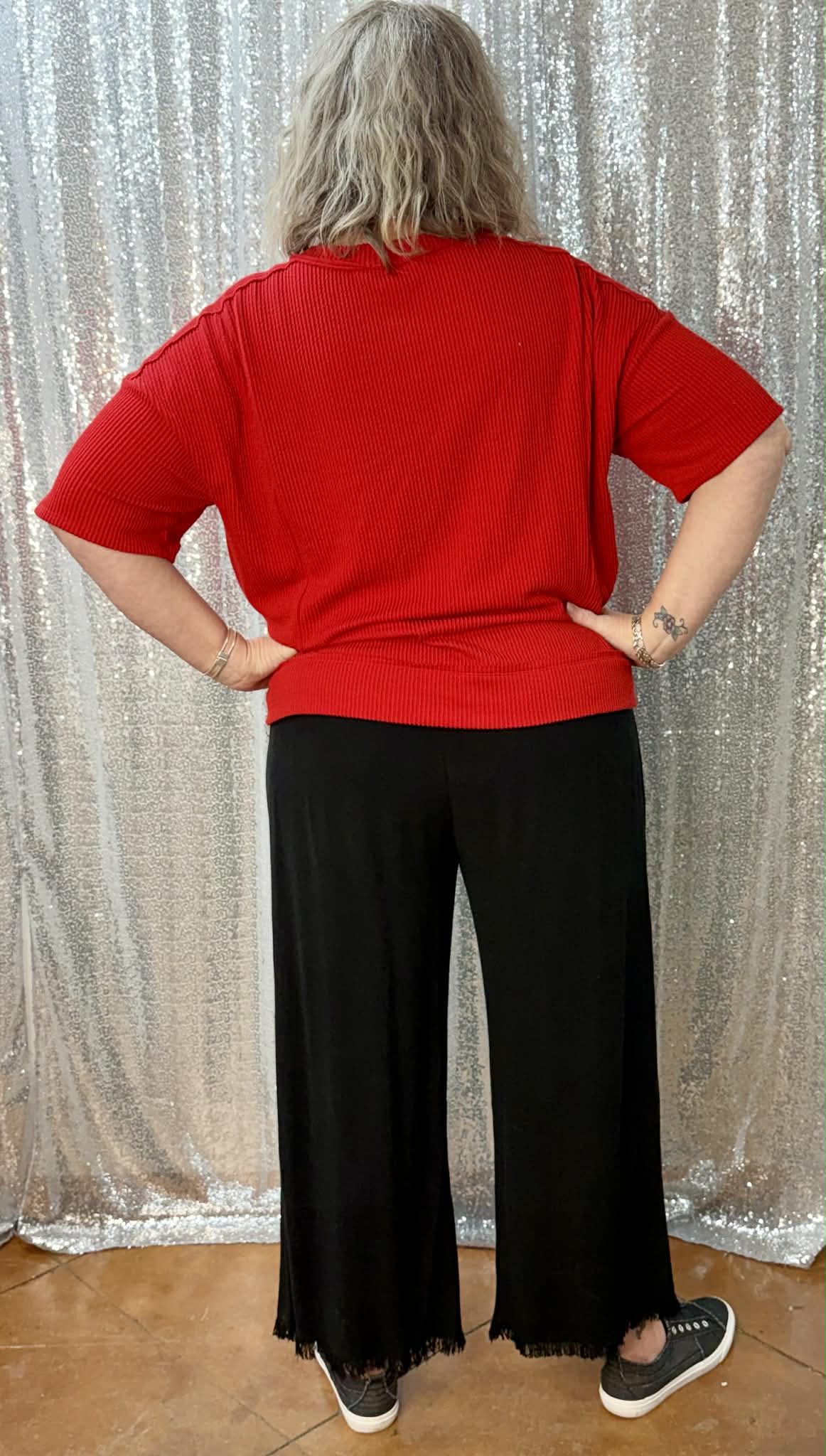 Umgee Wide Leg Crop Linen Pants Plus Size