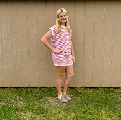 Zenana Striped shorts SET
