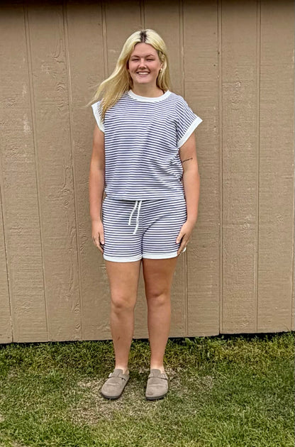 Zenana Striped shorts SET