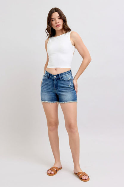 Judy Blue V front Med  Shorts