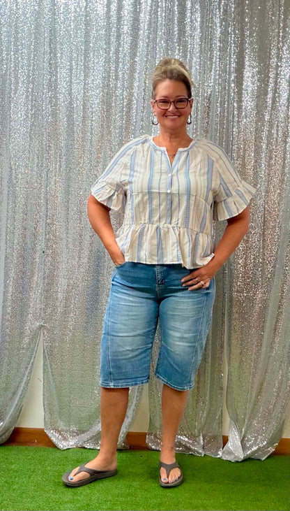Very J lite Blue strip Plus top