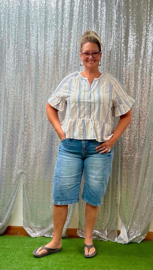 Very J lite Blue strip Plus top