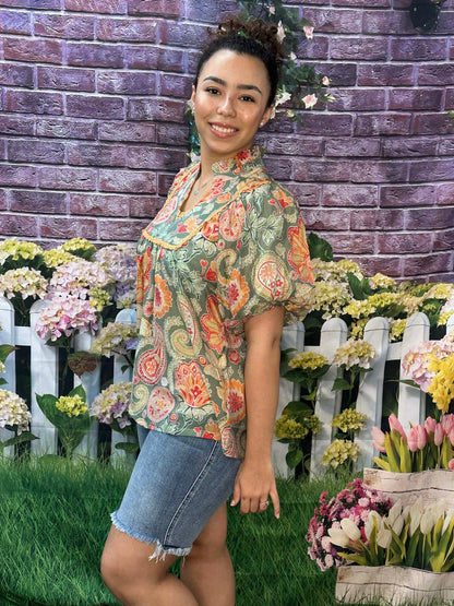 Umgee Mix Paisley Blouse
