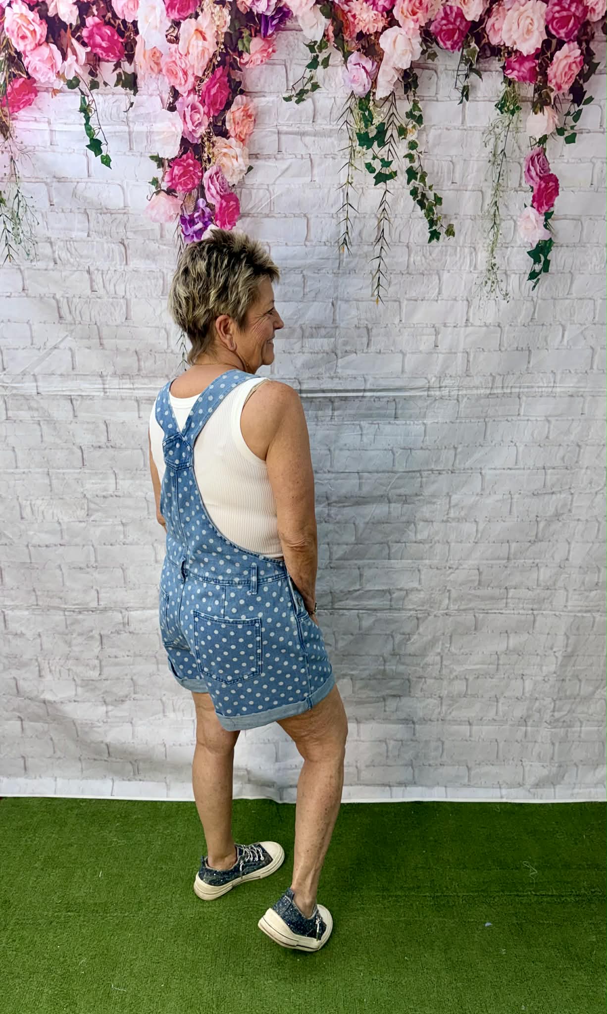 Wishlist Polka Dot overall shorts