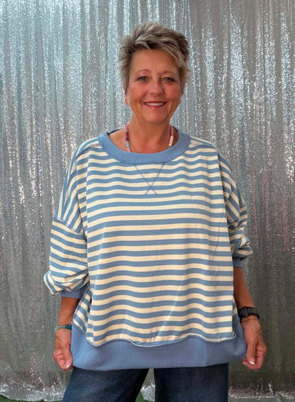 Heimish Striped Drop-Shoulder PLUS top