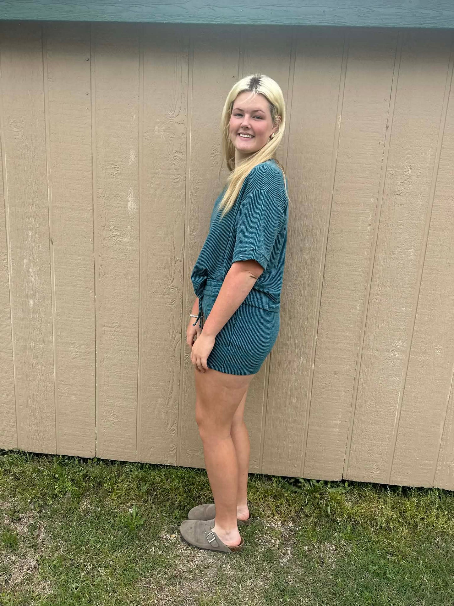 Zenana ribbed shorts SET