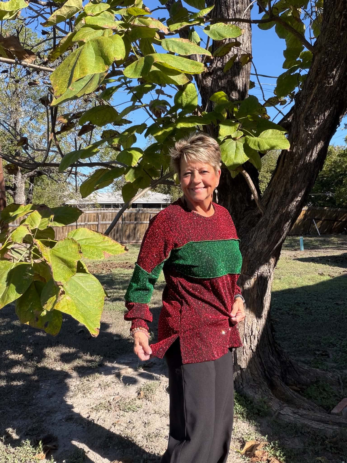 Sunshine & Rodeos Red/Green Block Top