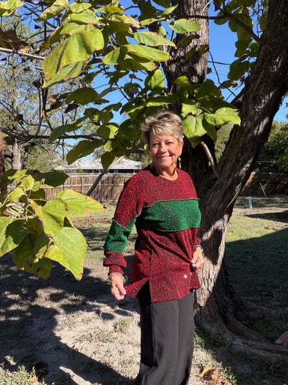 Sunshine & Rodeos Red/Green Block Top