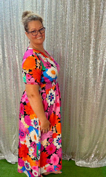Southern Stitch Floral Midi Dress