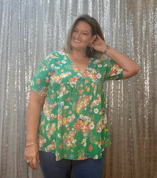 Mittoshop Floral V-Neck top Plus