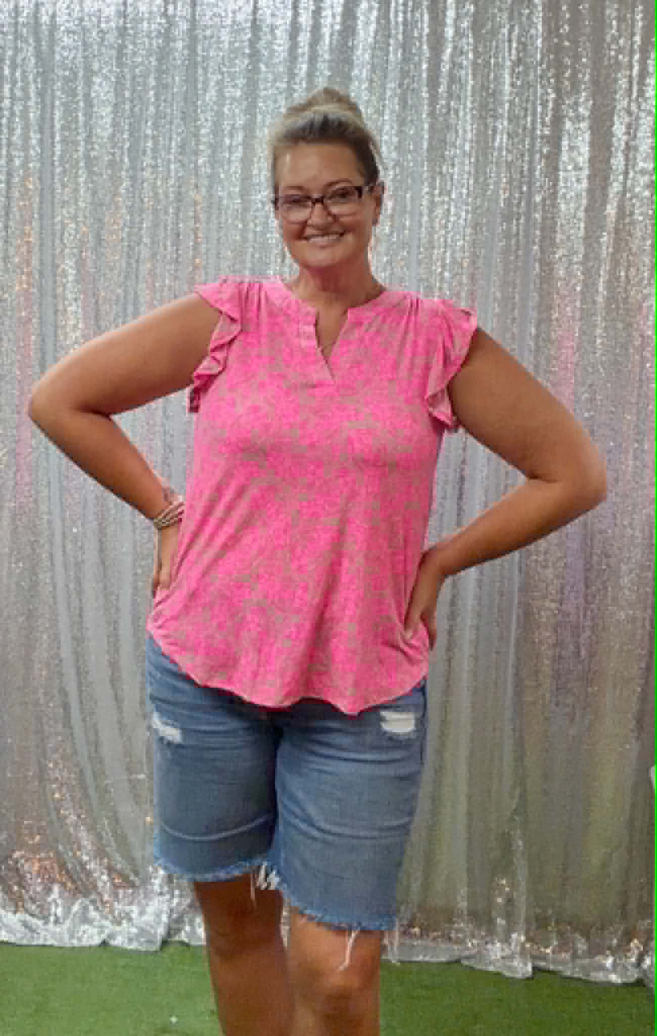 Dear Scarlett flutter sleeve PINK top