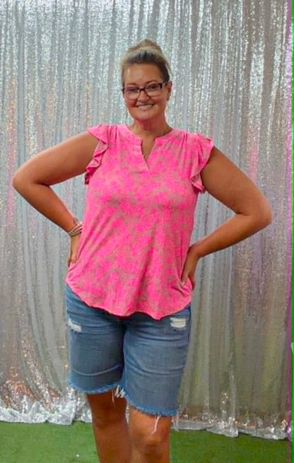 Dear Scarlett flutter sleeve PINK top