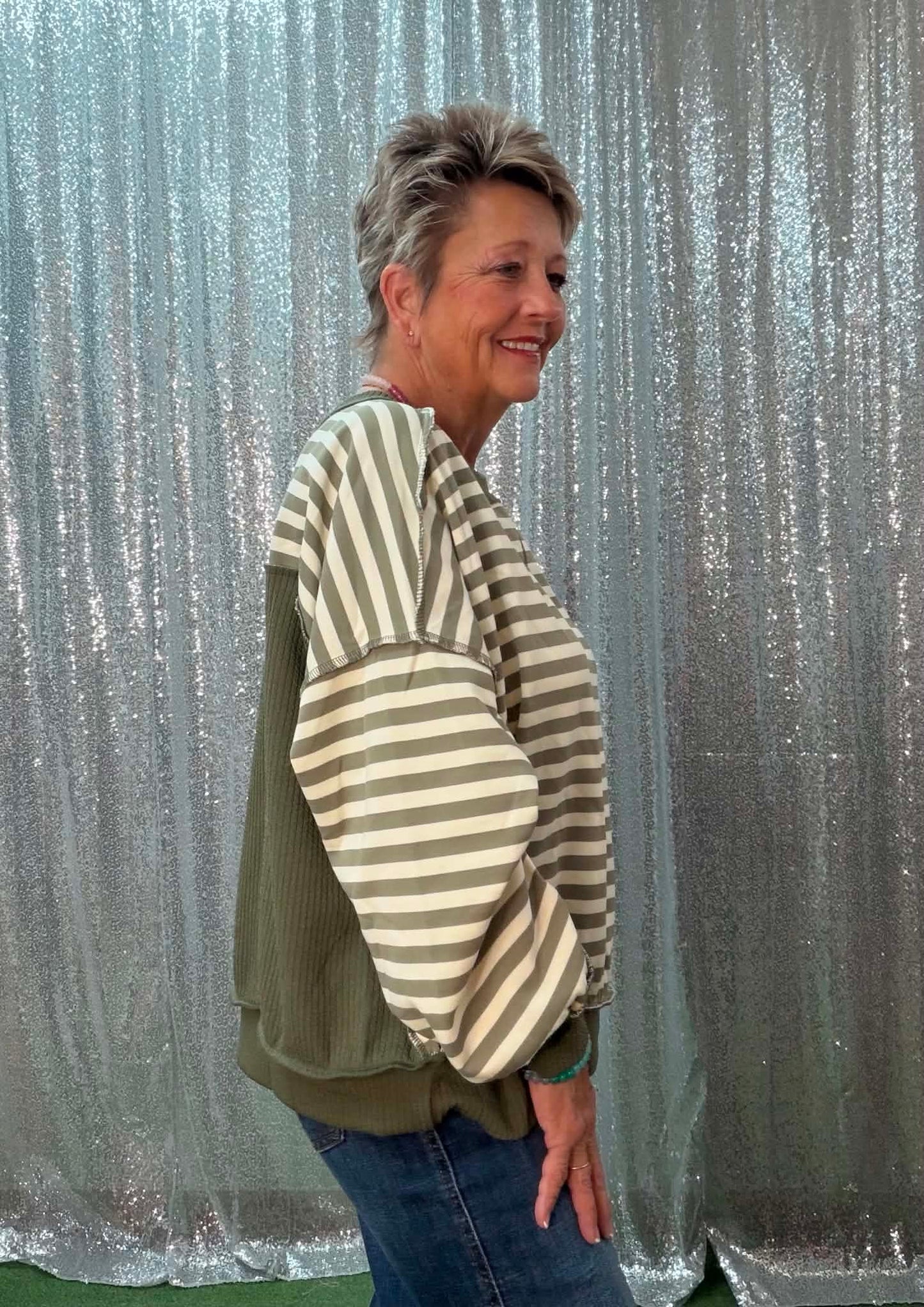Heimish Striped Drop-Shoulder PLUS top
