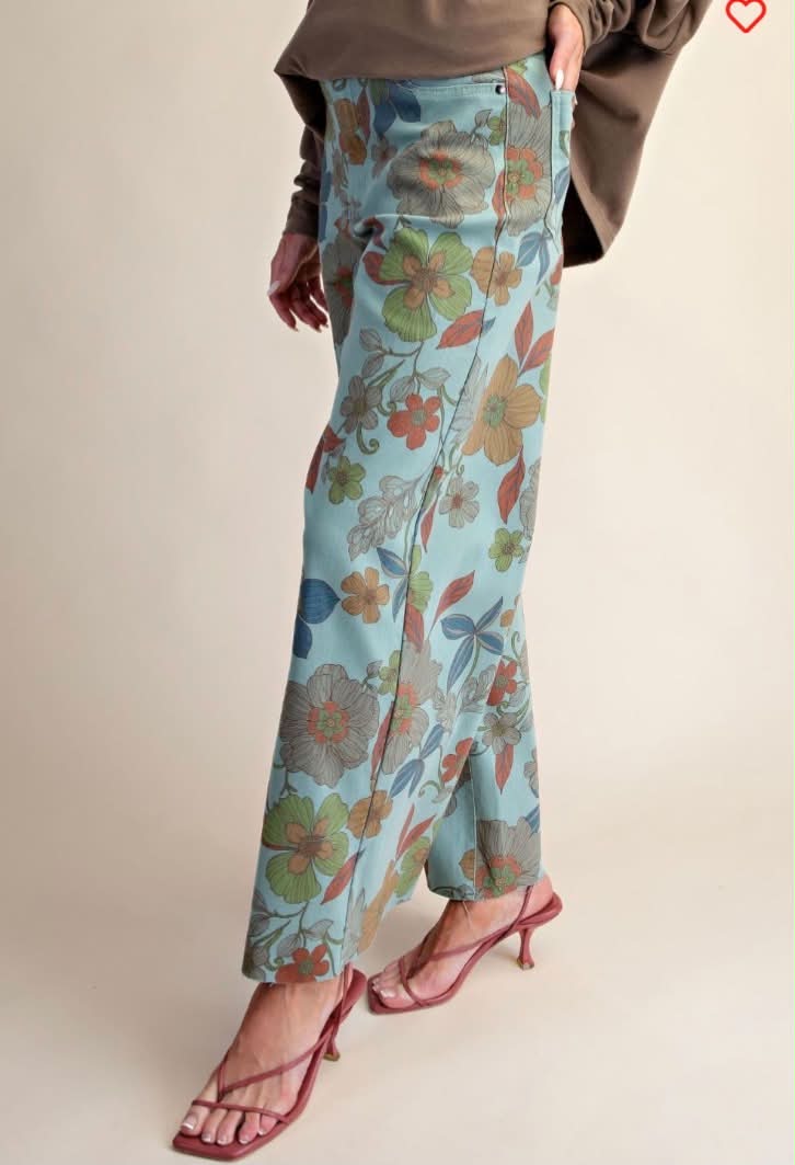 Easel floral stretch twill pants