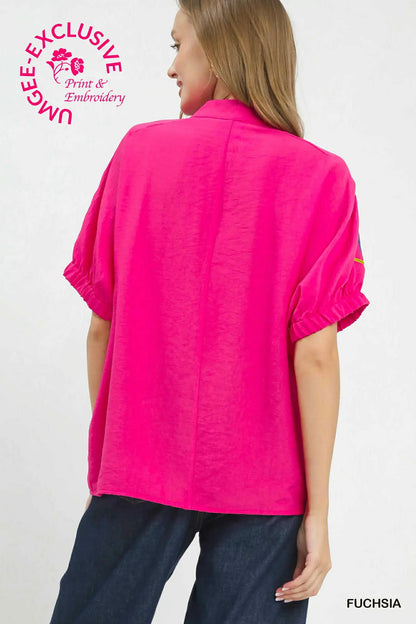 UMGEE Fuchsia Embroidered TOP